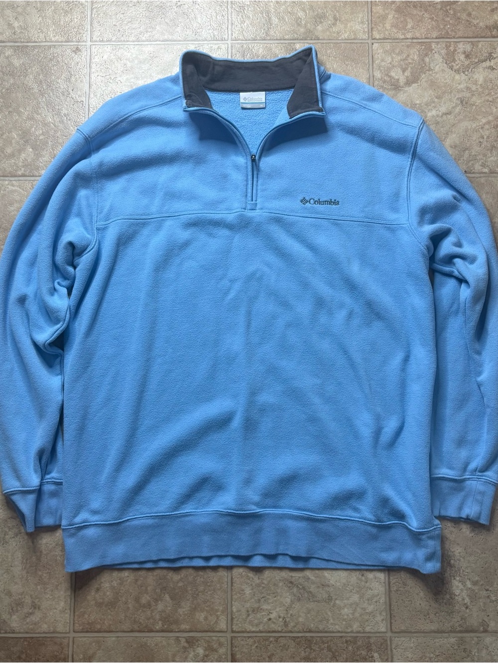 Columbia Men's XL Light Blue Quarter-Zip Fleece Sweater